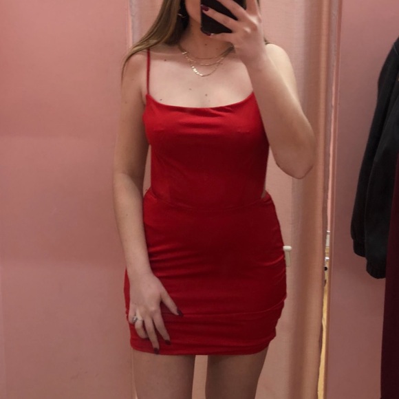 simple red mini dress - Picture 6 of 6